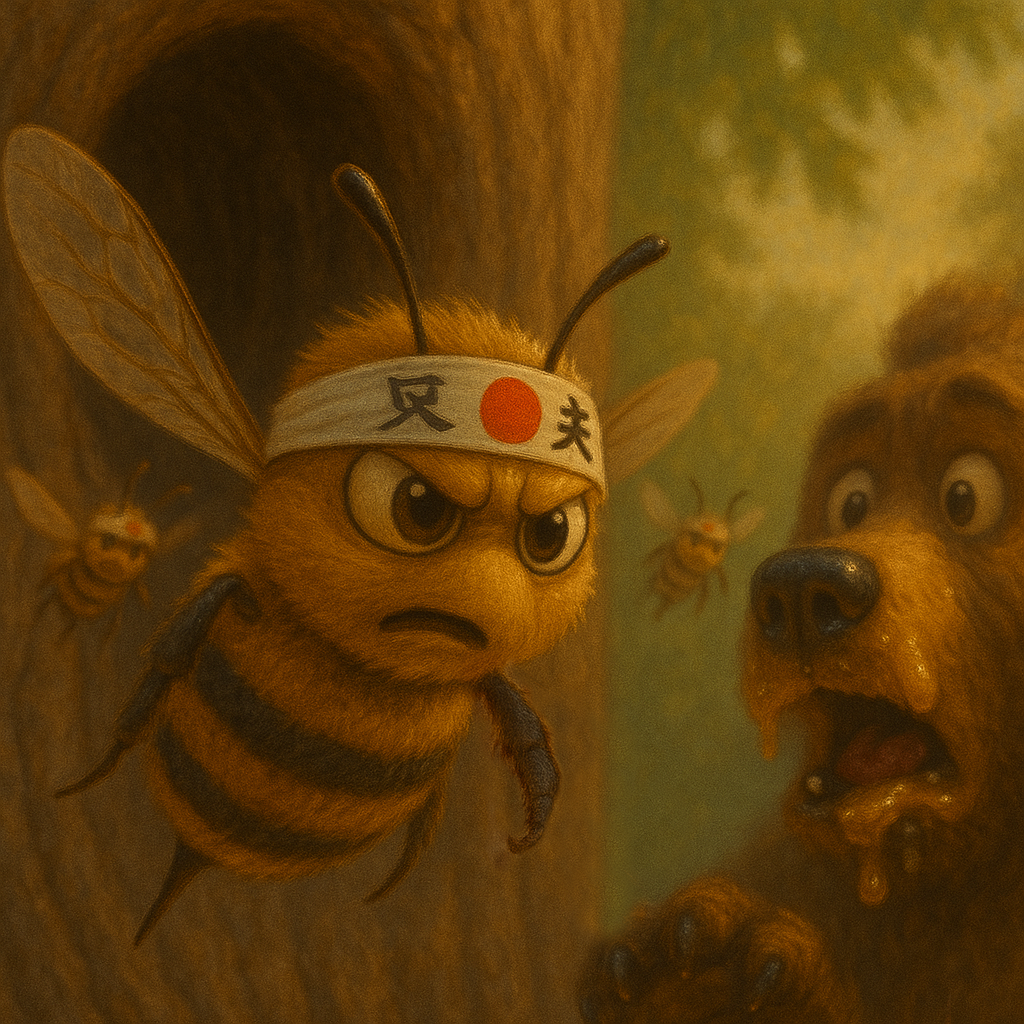 A honeybee stinging, sacrificing itself.